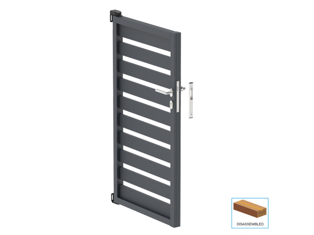Single-wing aluminium gate 1,025x1,50m with 20x100 R7016 filling - set